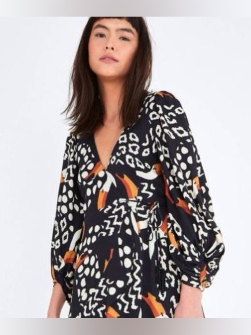 NWT Farm Rio Tucano Black Wrap Mini Dress Size XS